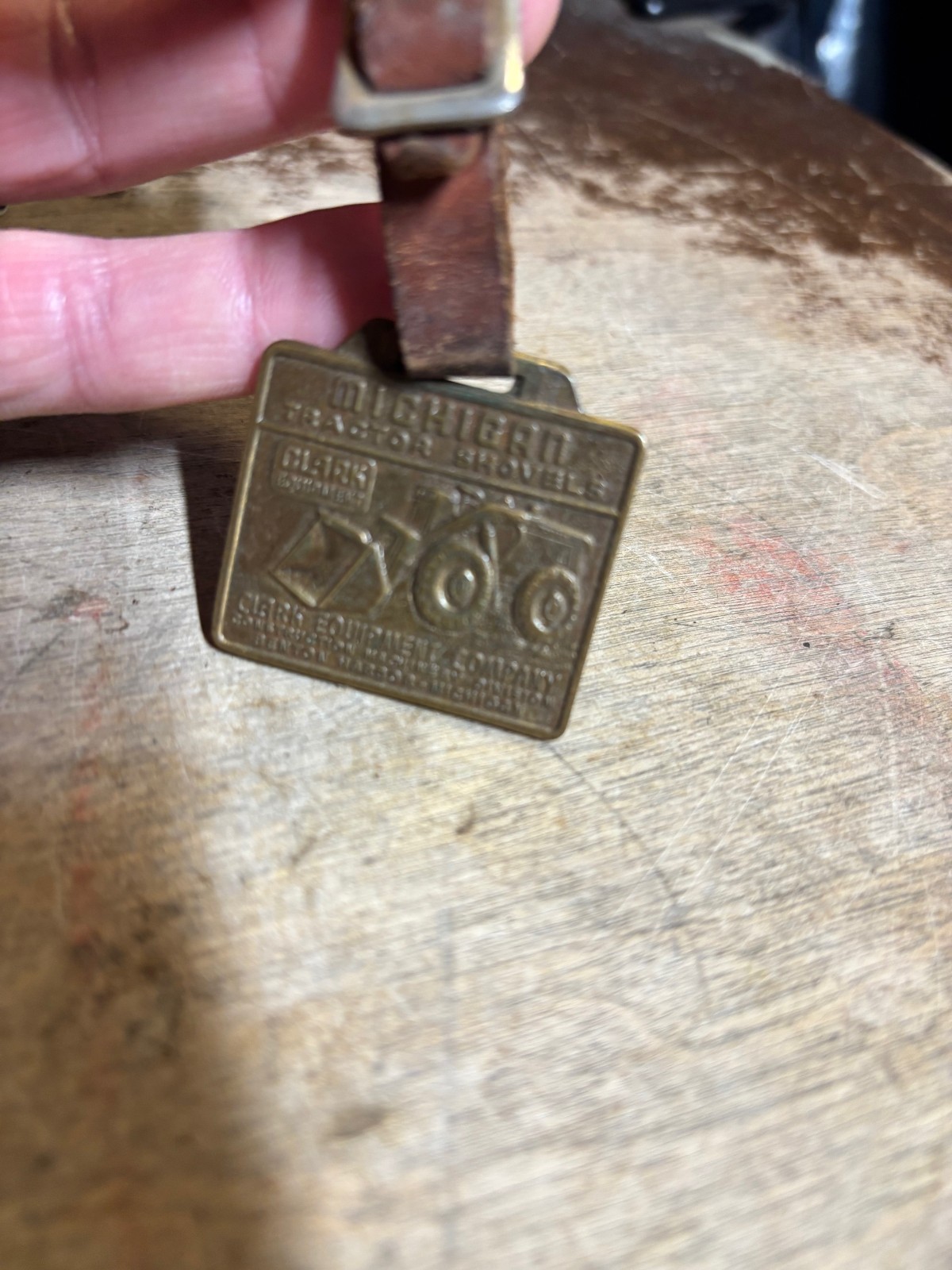 Vintage Michigan Tractor Shovels Badge Tag Metal Clark Equipment Benton Harbor