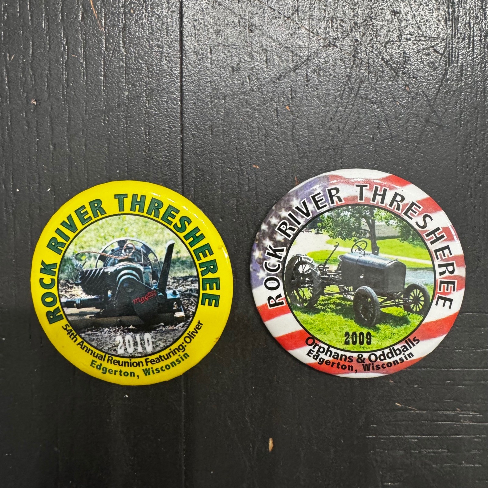 Vintage Rock River Thresherree Tri-County Threshermens Pinback Buttons Ribbon