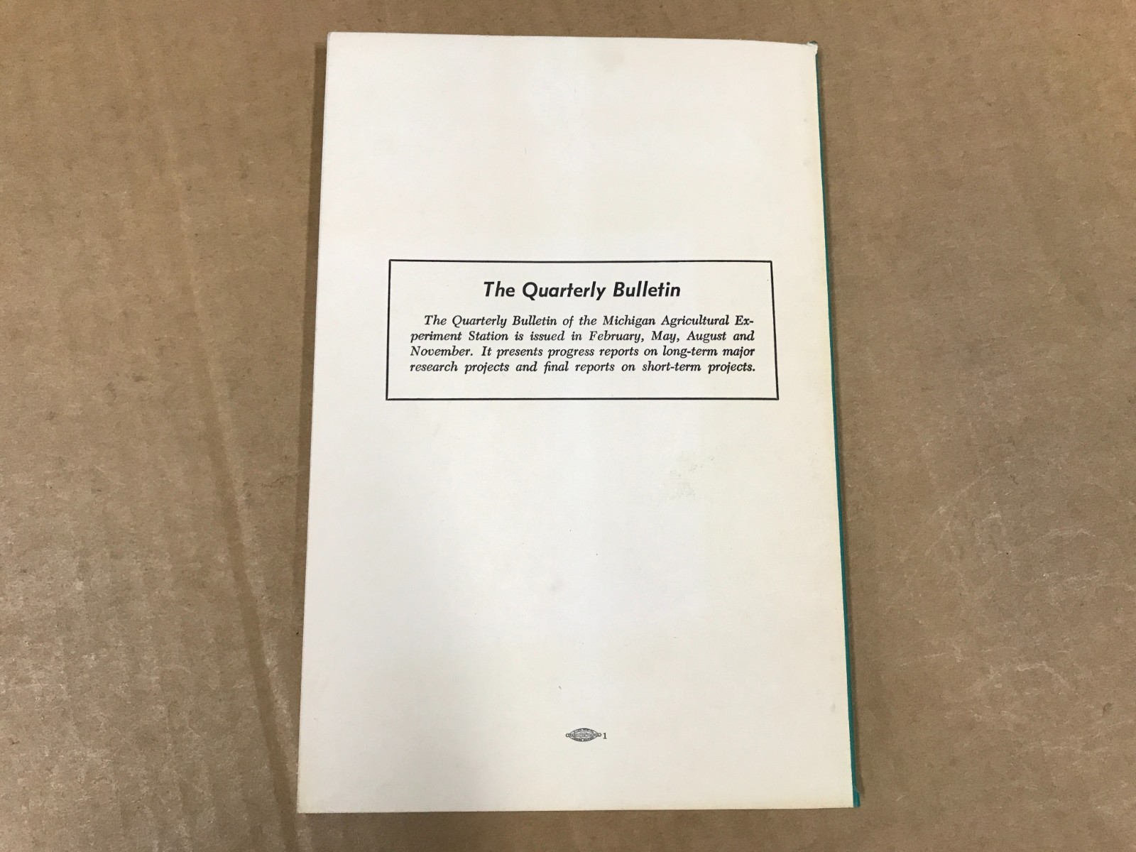 VTG Michigan State Agriculture Quarterly Bulletin – Vol. 45 No.4 – May 1963