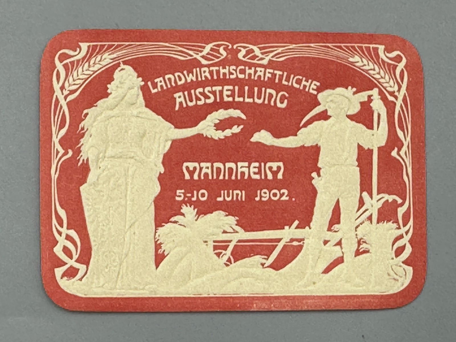 1908 STUTTGART Germany FARM EXPO Agricultural ANIMAL Advertising POSTER STAMP