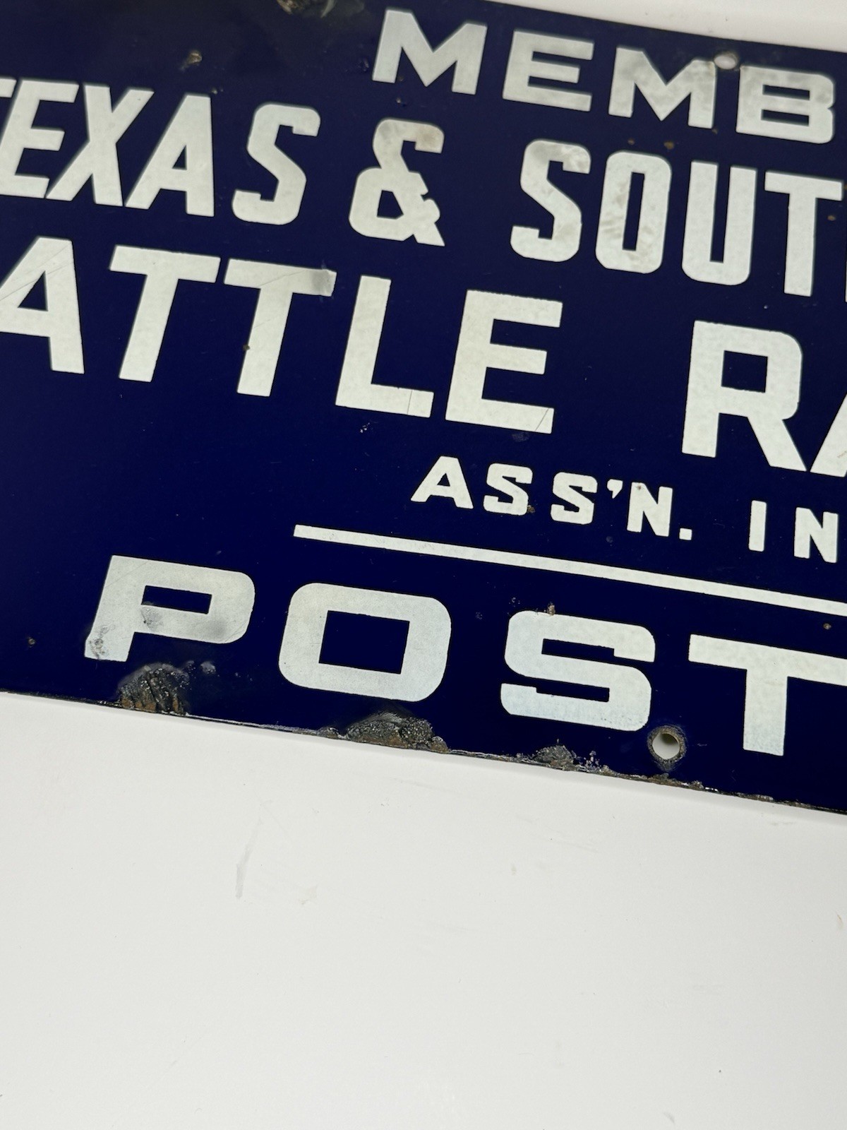 Vintage Porcelain Texas & Southwestern Cattle Raisers Association Posted Sign