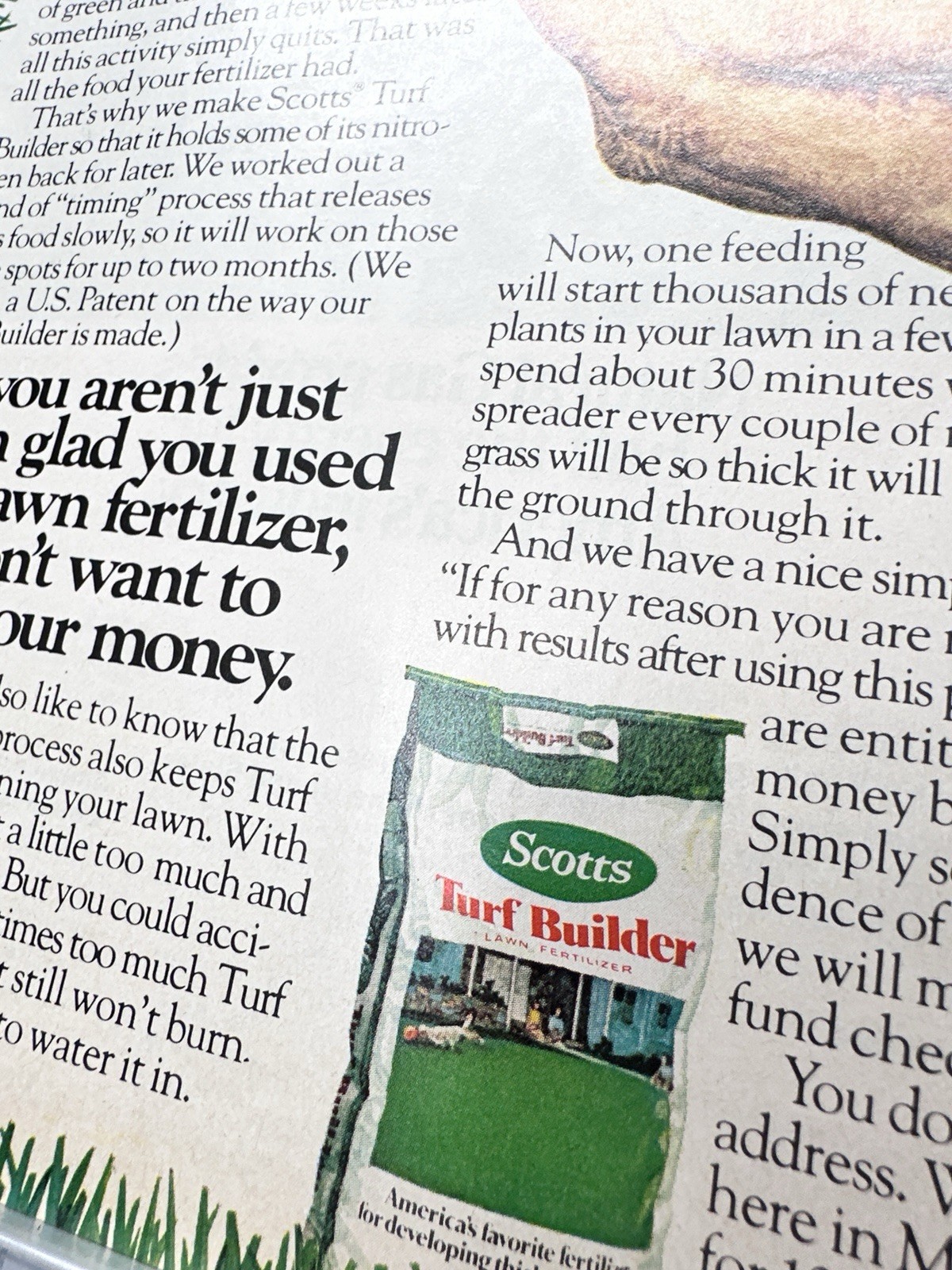 1976 Scott’s Turf Builder Lawn Fertilizer Vintage Print Ad Grass Yard