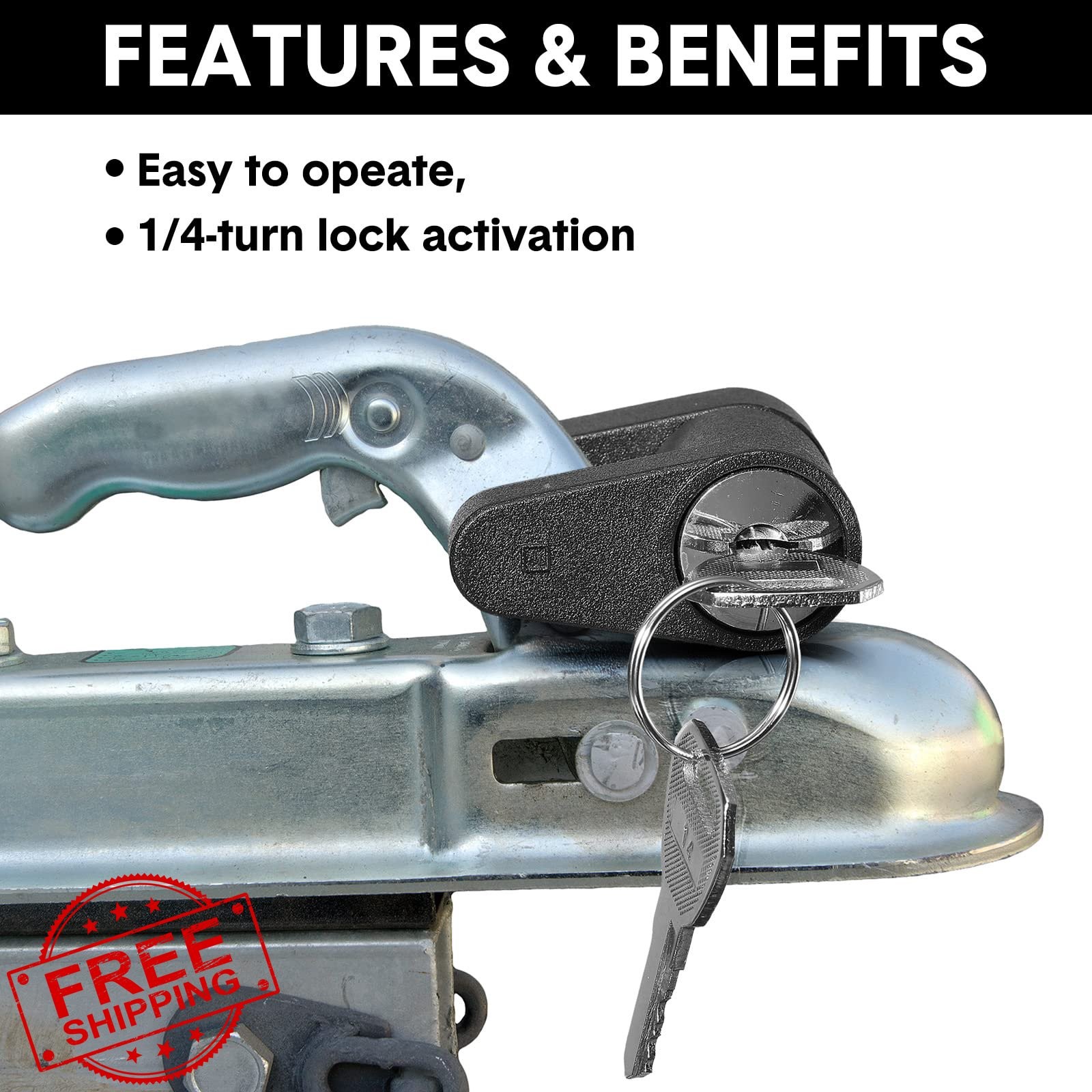 Chumia Trailer Hitch Lock 1/4&Prime; Dia 3/4&Prime; Span Black 1 Pack