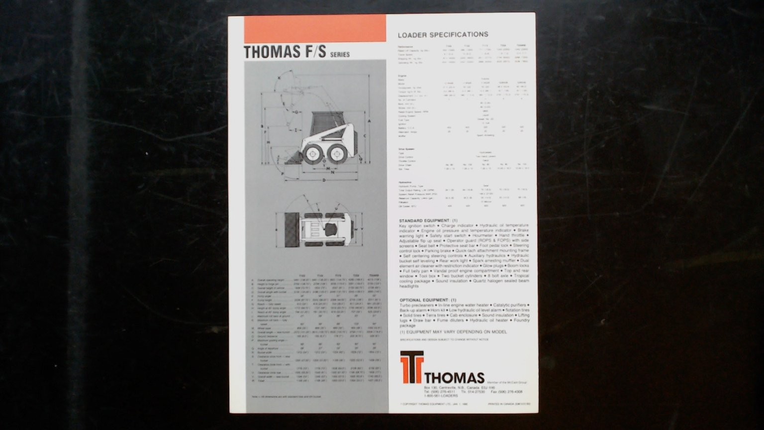 Thomas Skid-Steer Loader F/S Series Brochure 1000-2300 lb Capacity