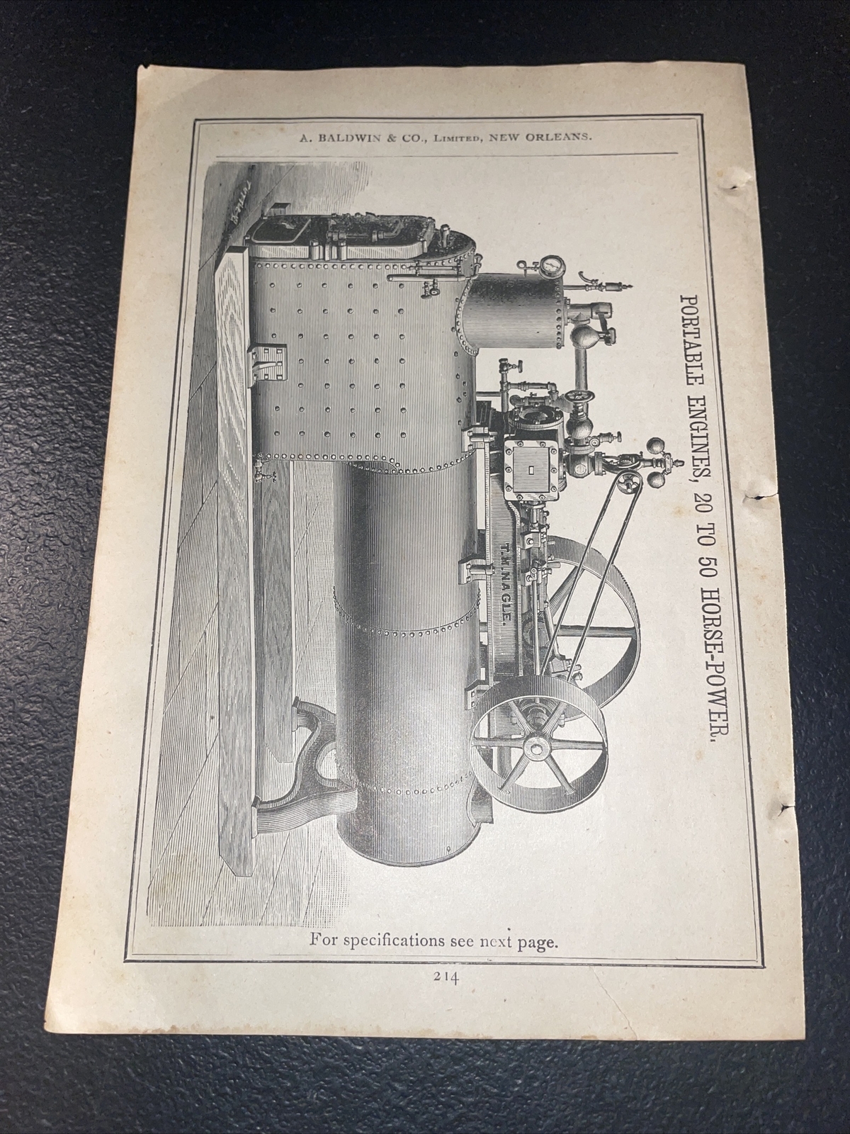 1891 Baldwin – Nagle Engine – Farm Advertising – New Orleans