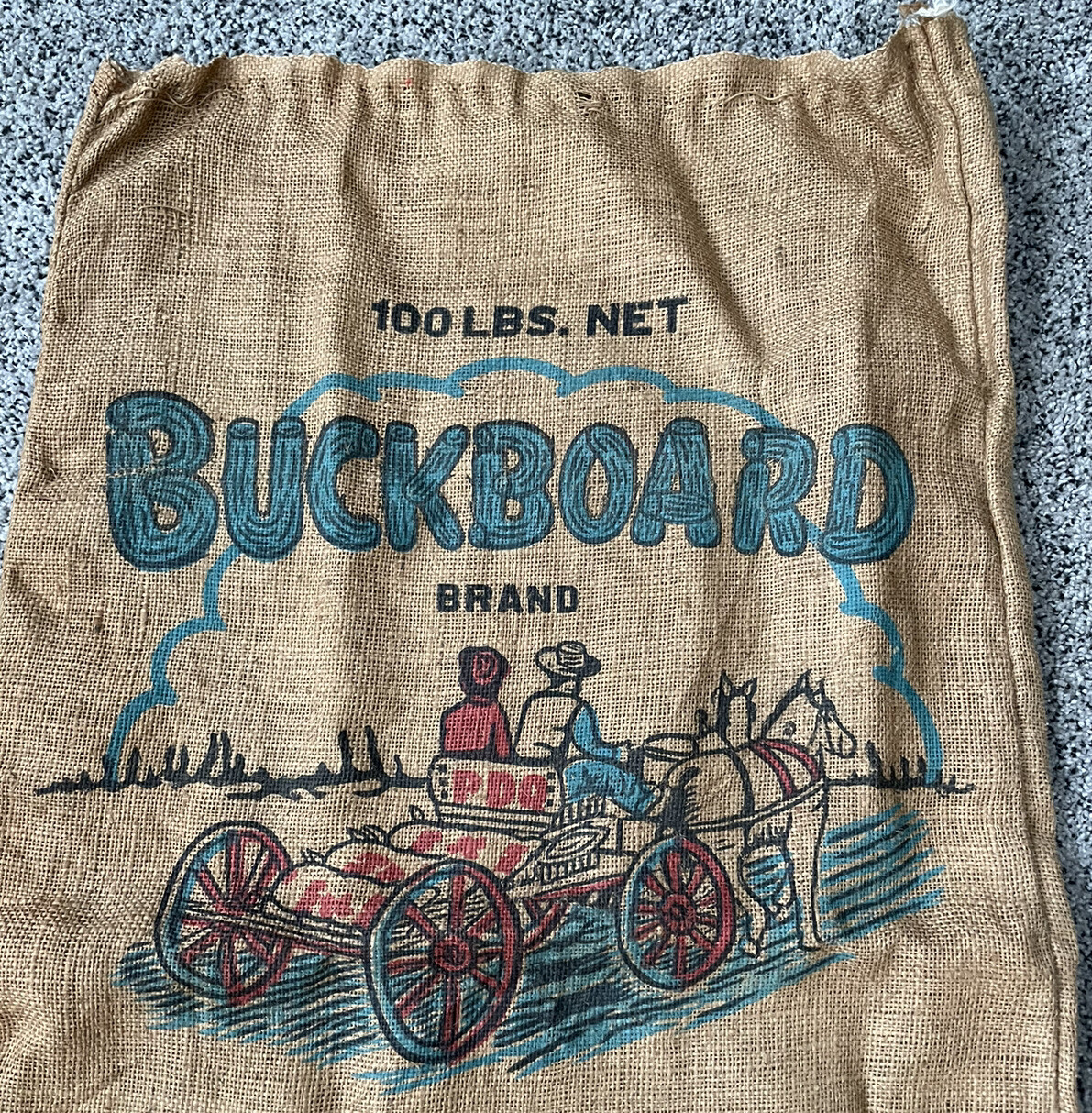 Burlap Sack Bag BUCKBOARD Brand Bright Western Horse Wagon Great Northern Beans