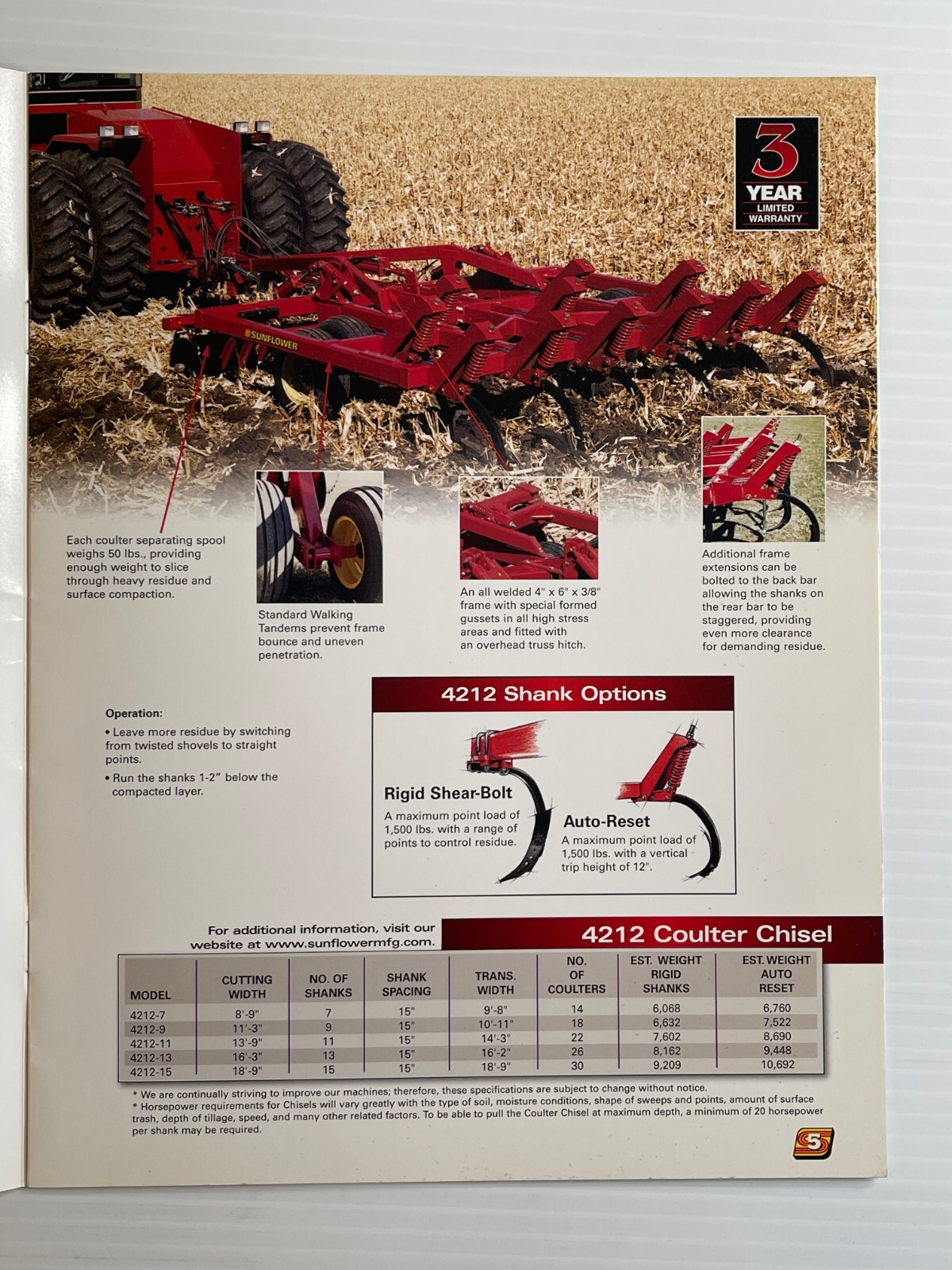 Sunflower – Primary Tillage Tools – Sales Brochure *Original Brochure* 2002