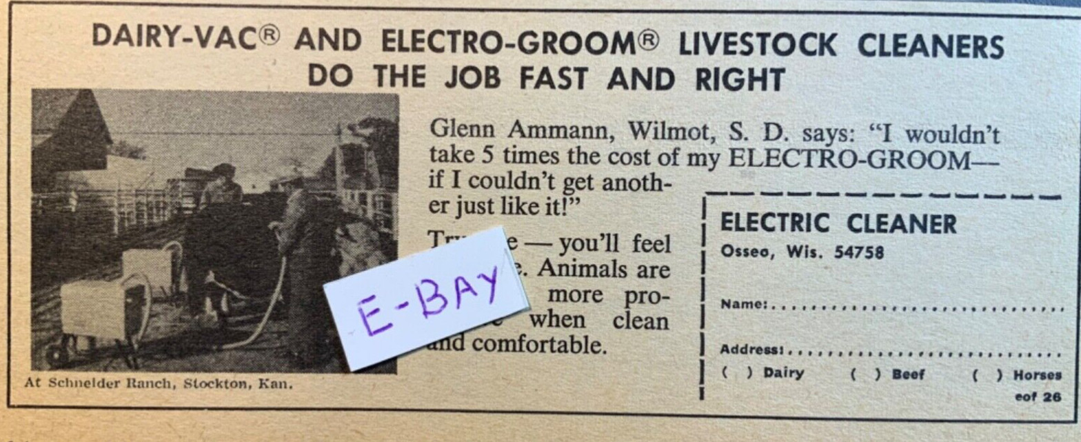 1966 Print Ad. Dairy-Vac. Electric Cleaner. Osseo, Wis. Glen Ammann. Wilmont, SD