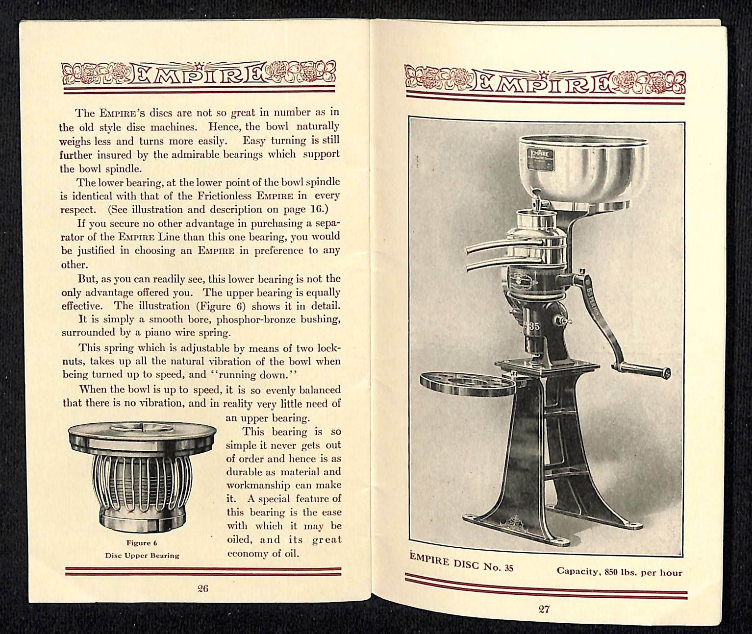 Scarce Empire Line of Cream Separators Catalog 11 Models and Parts 31pp c1910