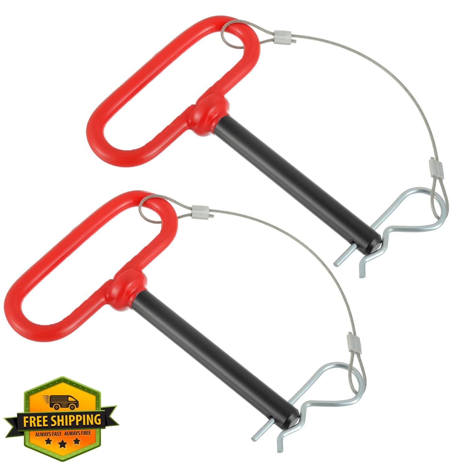 HUAREW 1/2&Prime; x 4&Prime; Trailer Hitch Pin w/Clip Rope 2pc