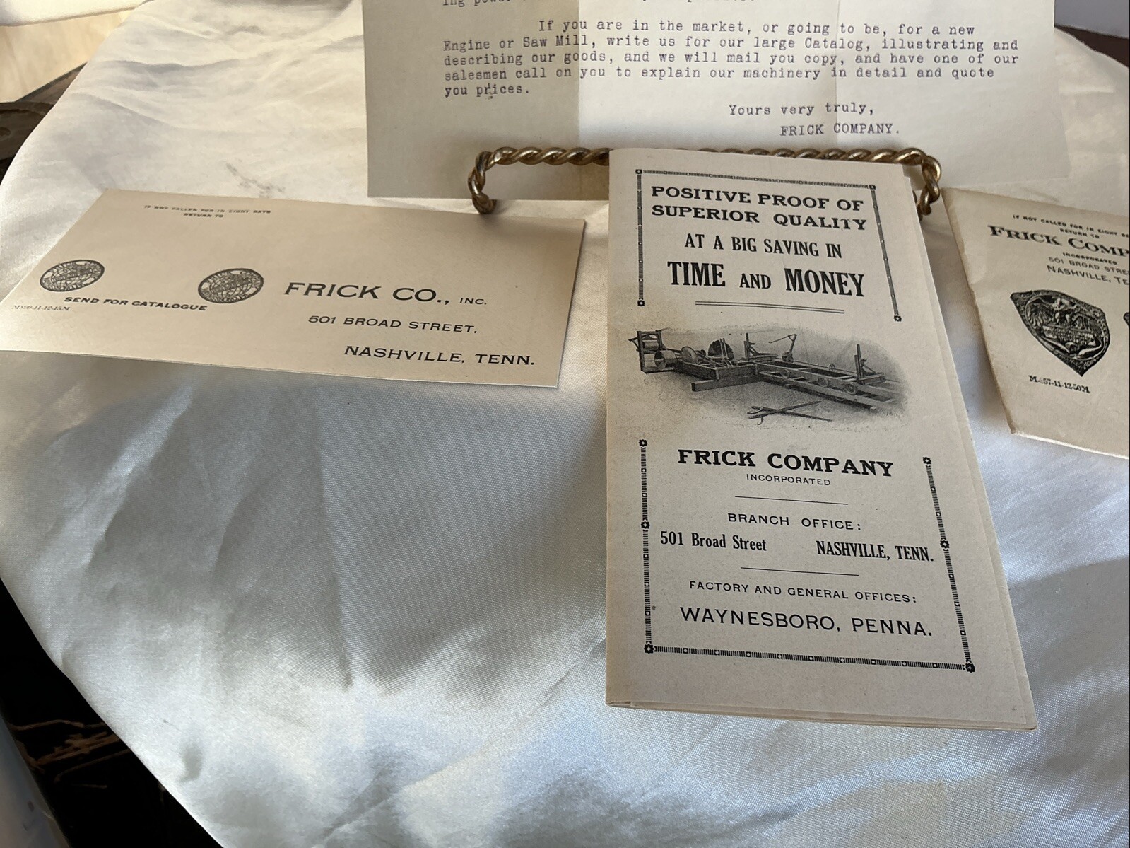 Frick Company Eclipse Machinery Nashville Tn 1913 Advertising Brochure & Letter