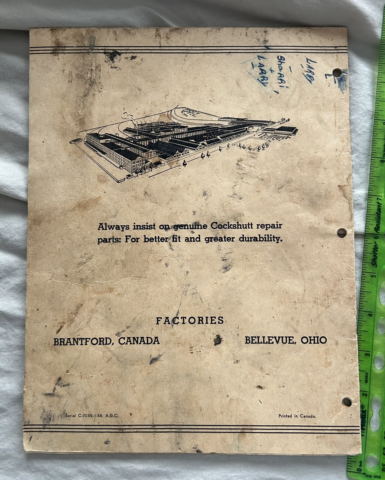 Vintage Cockshutt Farm Equipment 280 Rear Mounted Tractor Plow Owner Manual