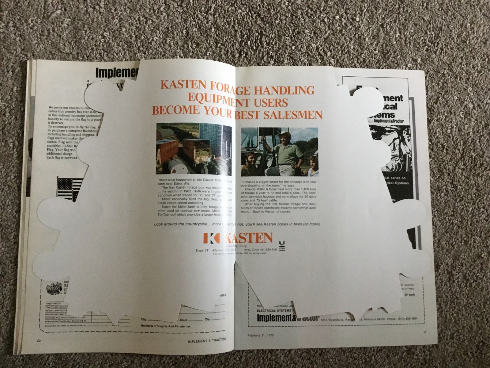 Implement & Tractor Magazine February 21, 1975 Farming Agriculture Vintage Ads J