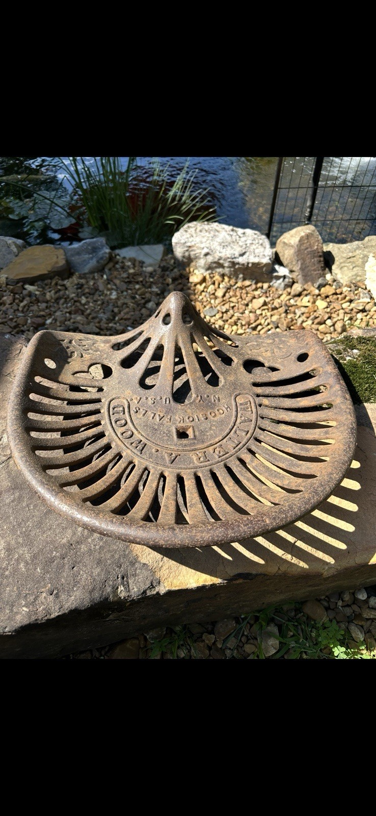 Antique Walter A. Wood Cast Iron Tractor Seat Hoosick Falls NY Farm Primitive