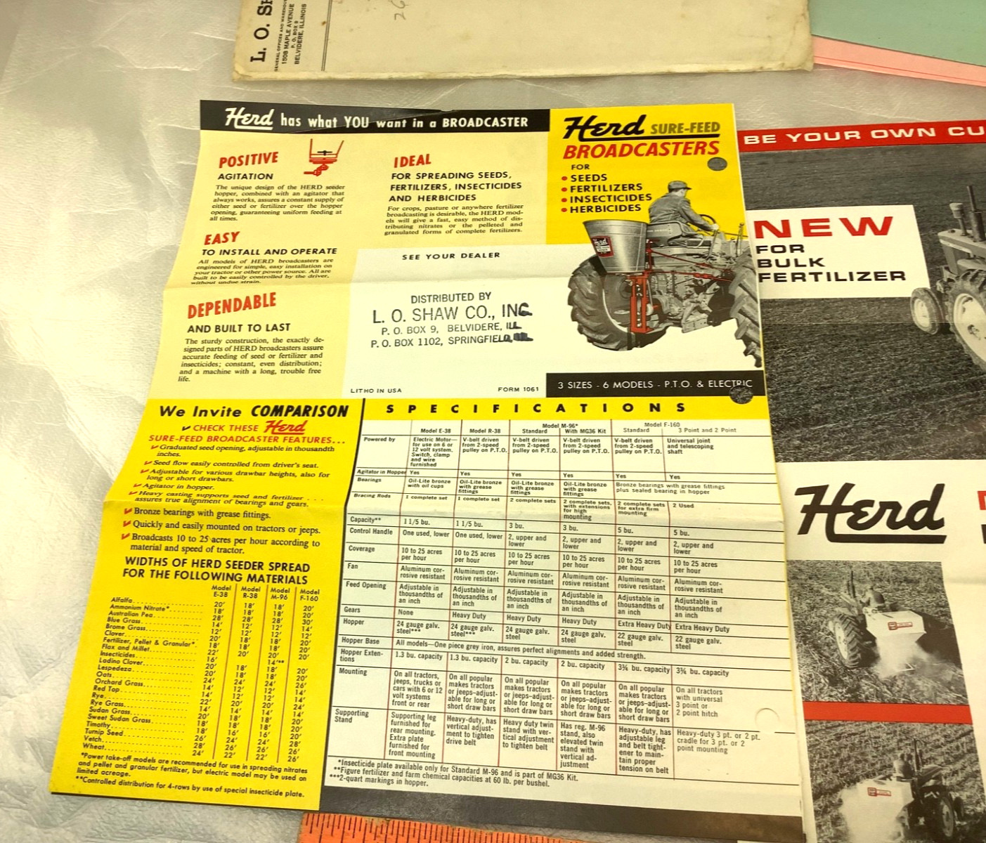 Herd Sure-Feed Broadcasters Fertilizer Seed Brochures Price Sheets Envelope