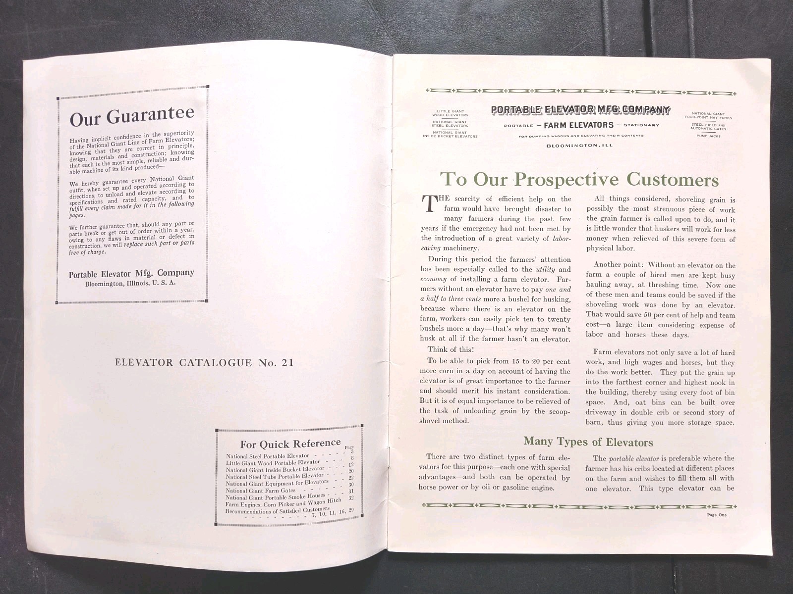 1921 National Giant Sales Brochure. Portable Elevator Mfg Farm Advertising IL