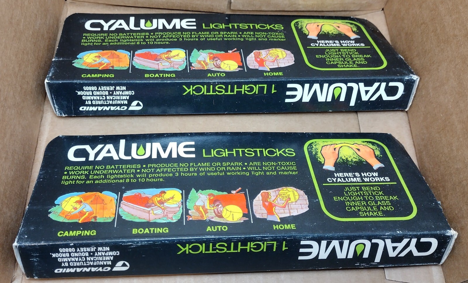 2 vintage cyalume cyanamid lightstick insecticide farm agriculture sales sample