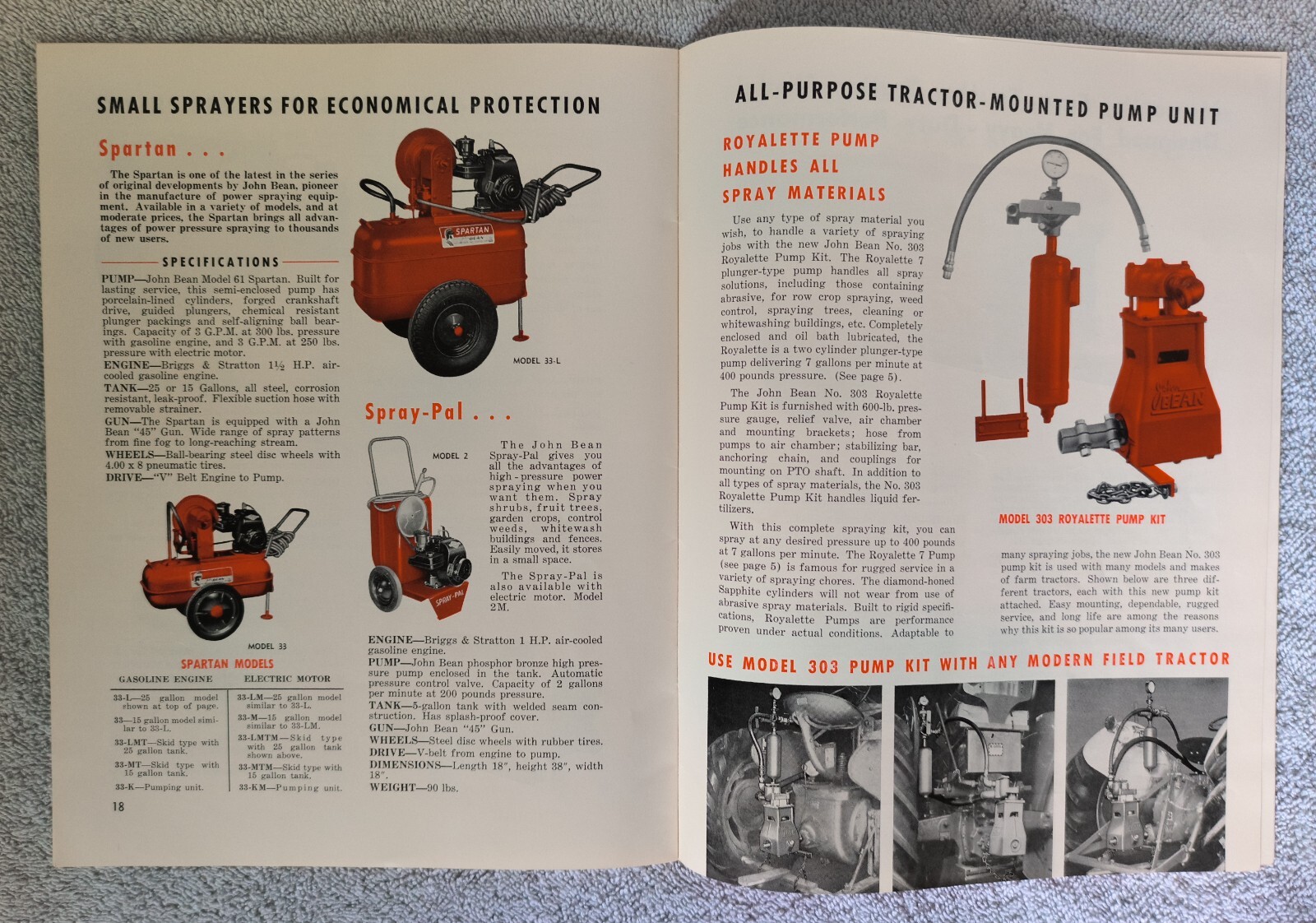 VINTAGE 1950&rsquo;s JOHN BEAN ALL PURPOSE SPRAYERS 24 Page BROCHURE/CATALOG