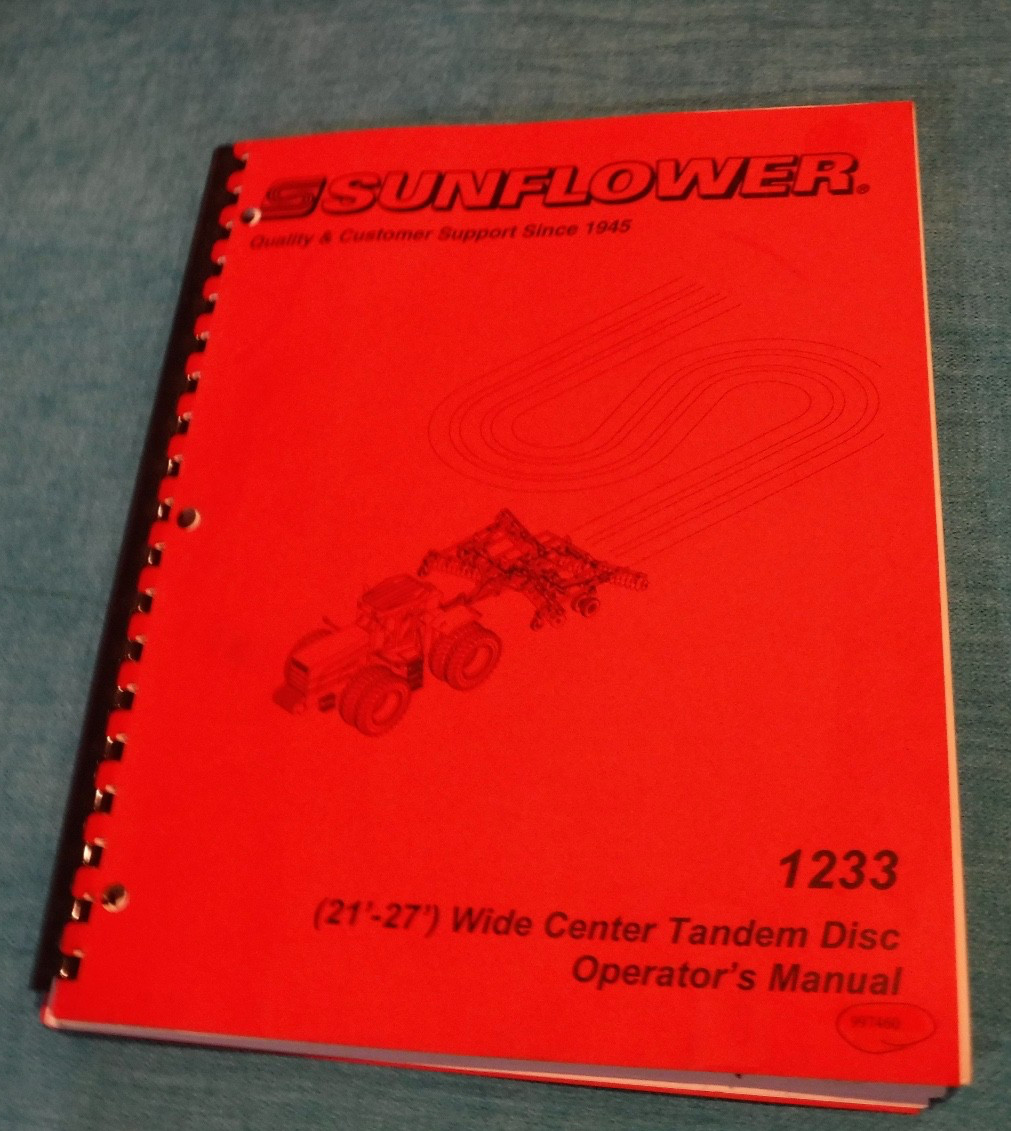TANDOM DISC 1233 21&prime; – 27&prime; WIDE CENTER OPERATORS MANUAL SUNFLOWER 2003 BOOK