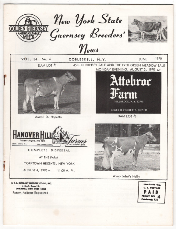 New York State Guernsey Breeders&rsquo; News, Vol. 34, No 6, June 1970