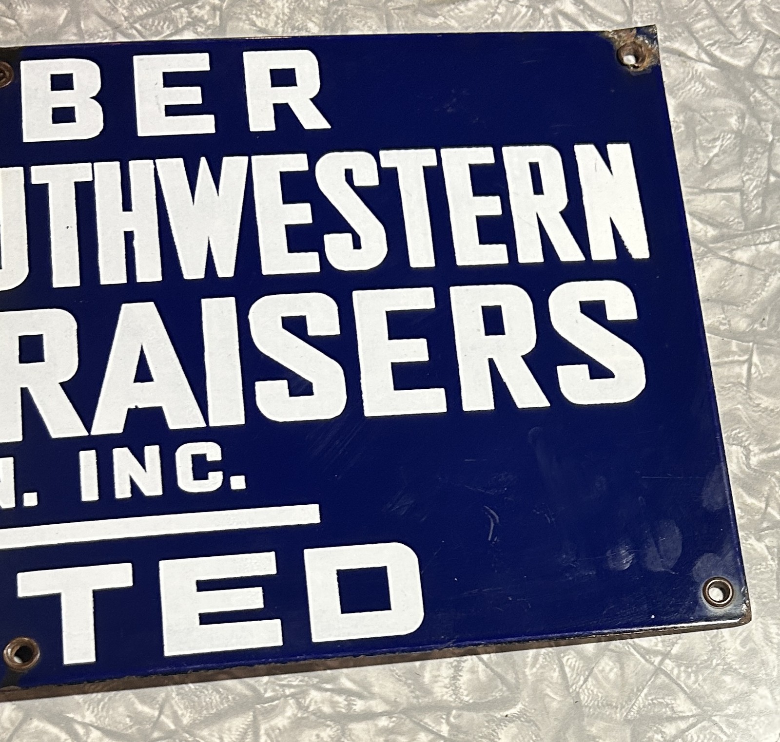 ORIGINAL OLD TEXAS SOUTHWESTERN CATTLE RAISERS MEMBER 10×20 PORCELAIN SIGN