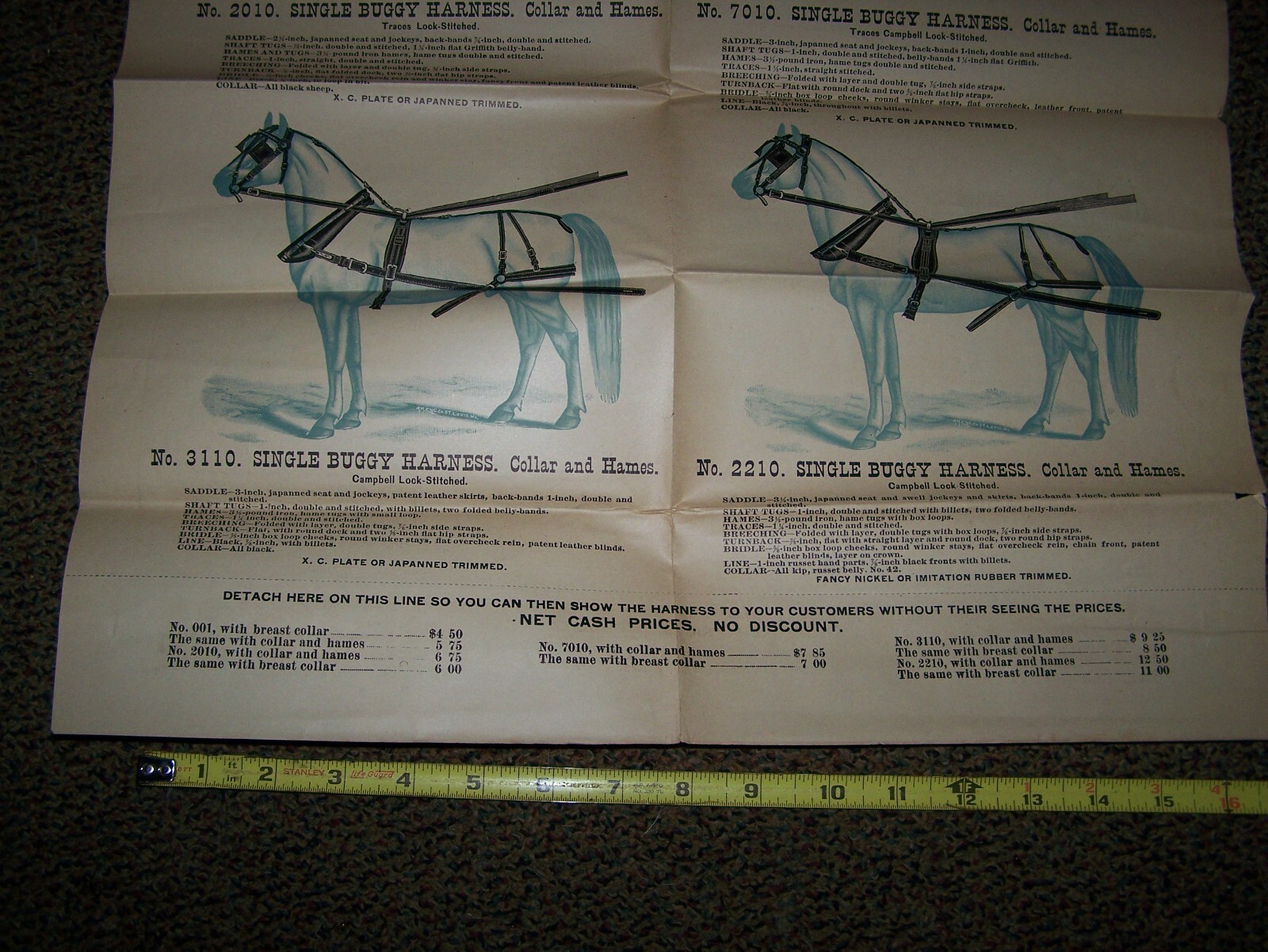 BANNER HARNESS Horse Farm Implement Sales POSTER Horse Drawn Implement Buggy WOW