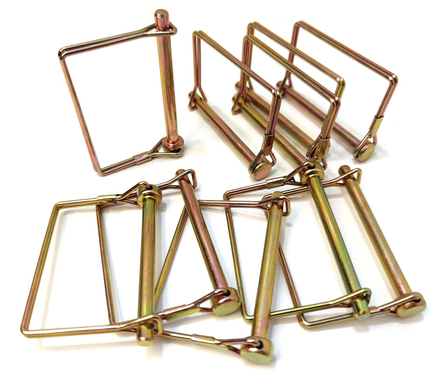 10PCS 1/4&Prime; Wire Lock Hitch Pins Trailer Coupler PTO Safety Pins Gold