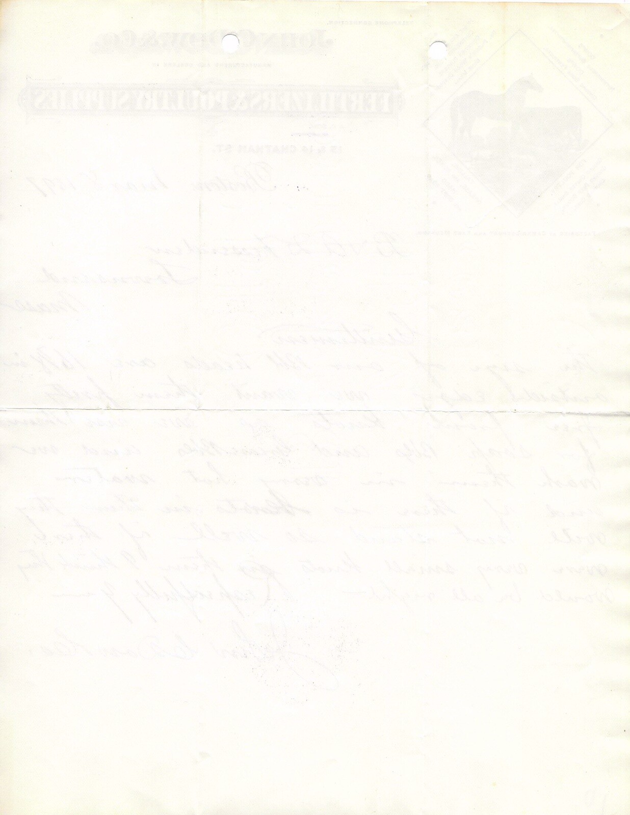 1897 JOHN DOW CO FERTILIZER & POULTRY SUPPLY CHATHAM ST. BOSTON MA LETTERHEAD