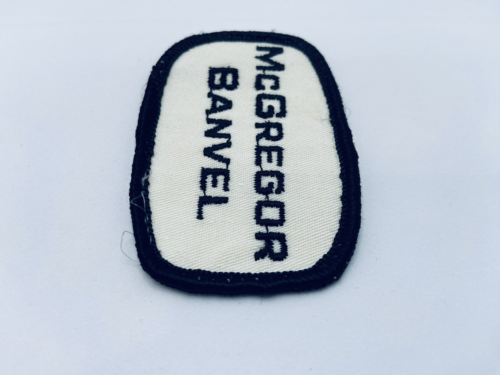 Vintage McGregor Banvel Patch 2.75”x2” White Black Agriculture Farming