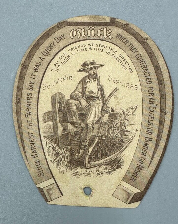 1889 EXCELSIOR MOWER Hoover Gamble FARM MACHINERY Advertising Trade Card Fan