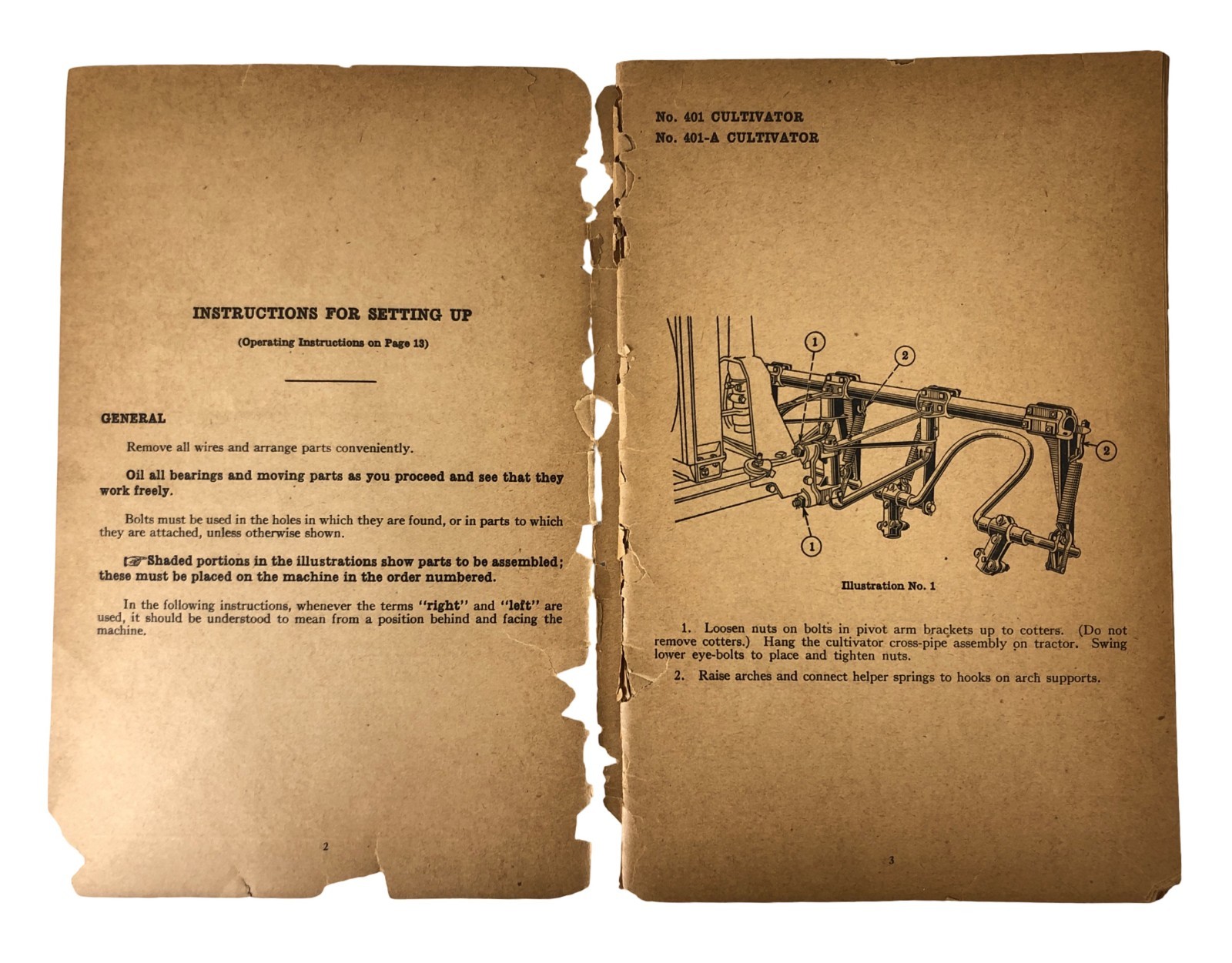 1931 McCormick Deering Farmall Cultivator 201 & 201A Instructions Setup Booklet
