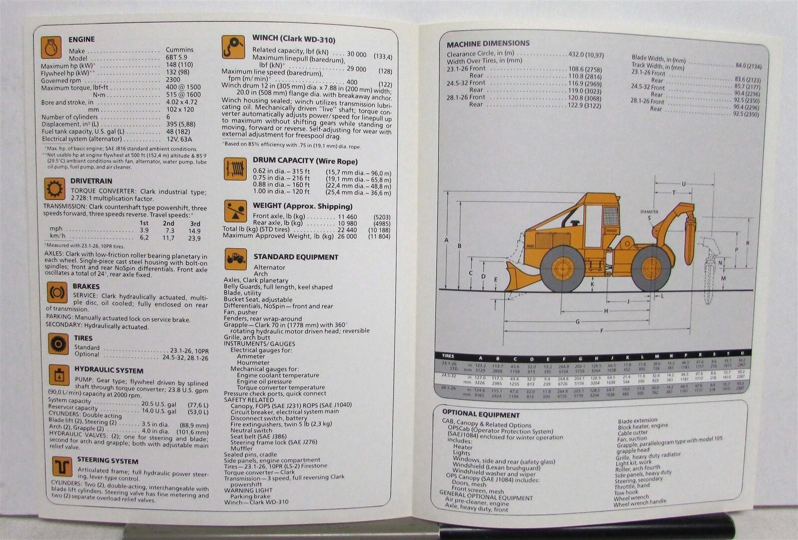 1985 Clark Ranger 666D Grapple Skidder Specifications Construction Sales Folder