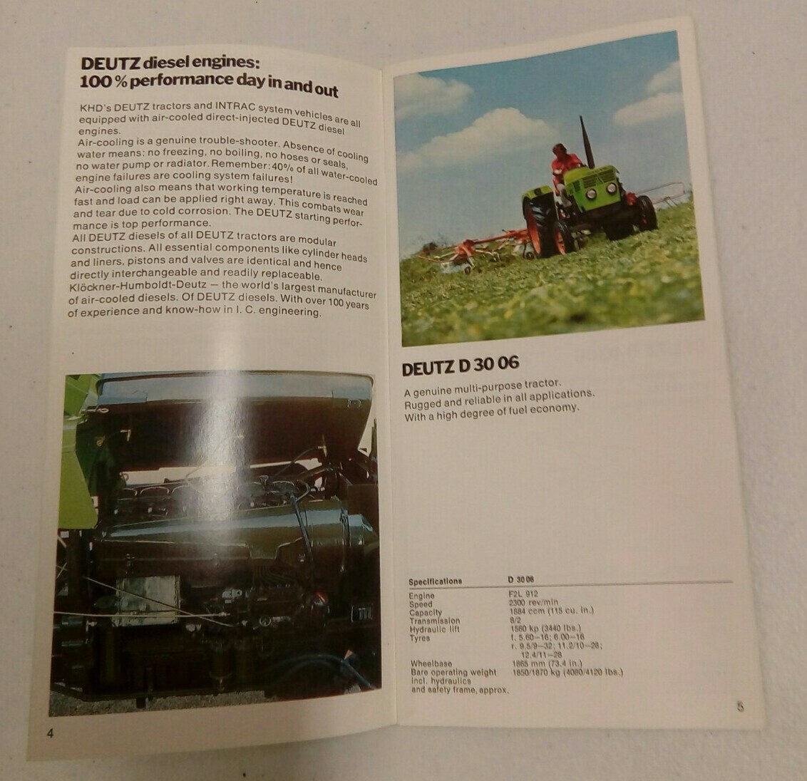 VINTAGE 1976 DEUTZ 06 SERIES TRACTOR BROCHURE MODEL D-30 to D-130 PRINTED 8/1976