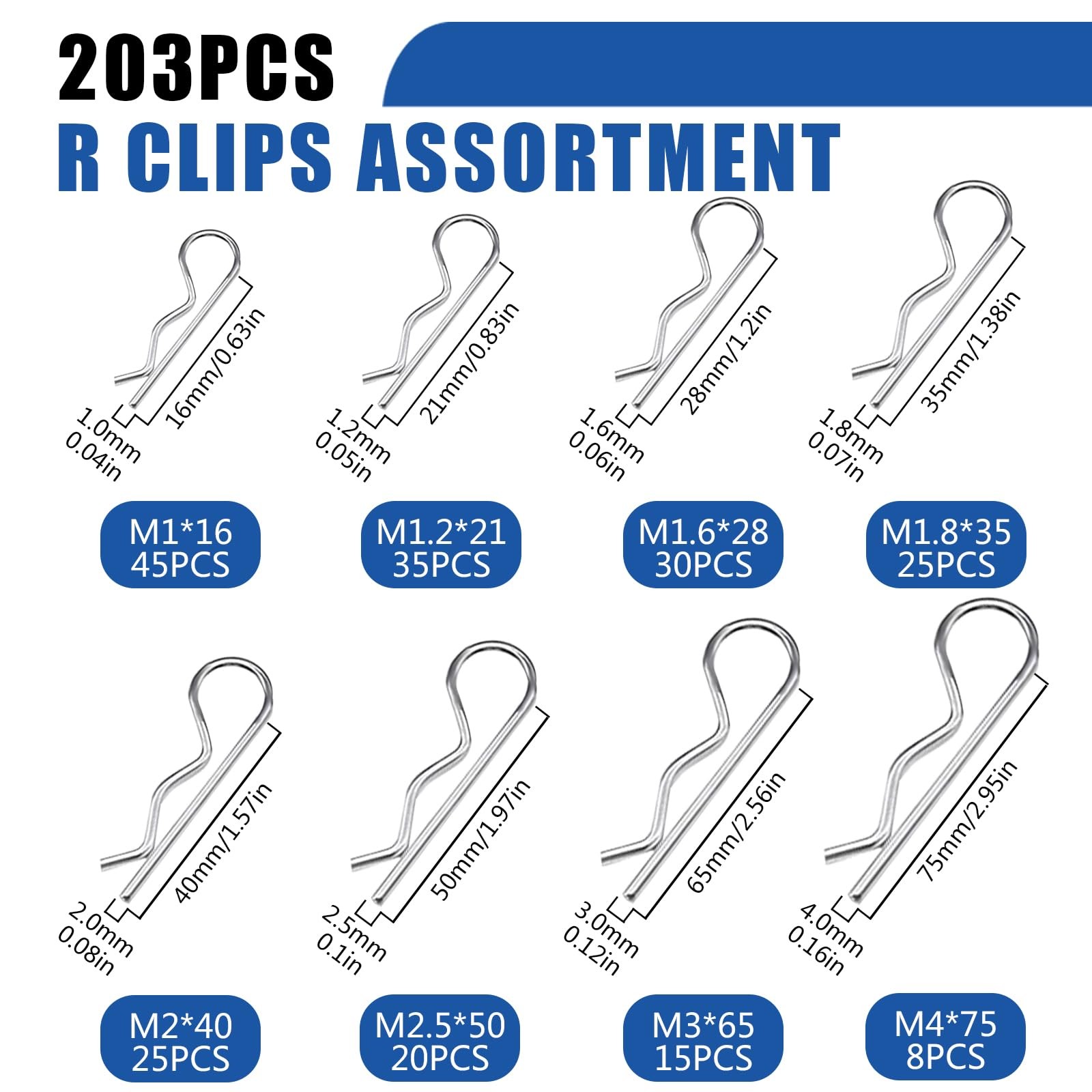 365PCS Trailer Hitch Pin Assortment Kit, Heavy Duty Cotter Pins R Clips Locki…