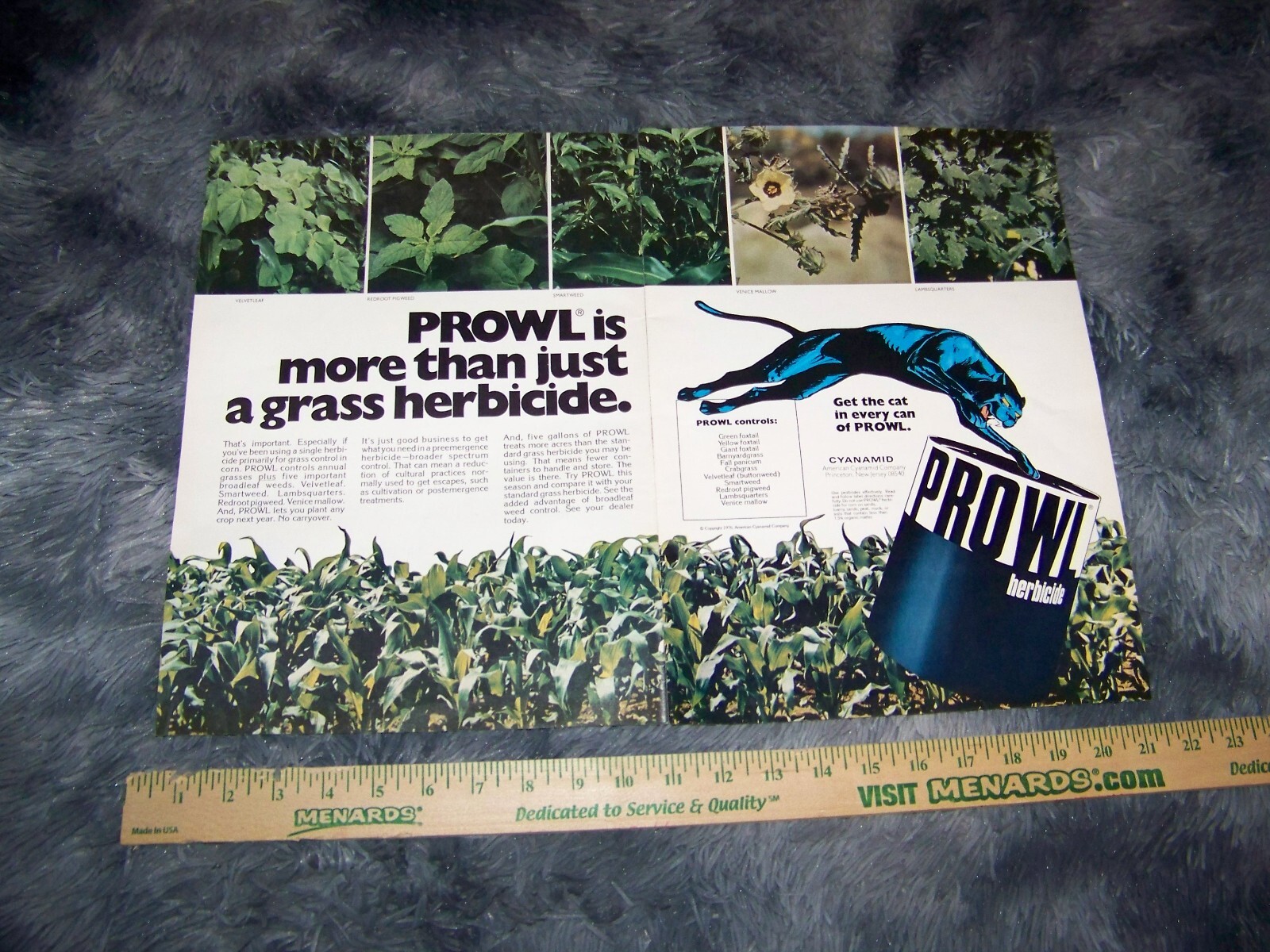 Prowl Herbicide Farm / Agricultural Print Ad from Magazine Vintage 1977