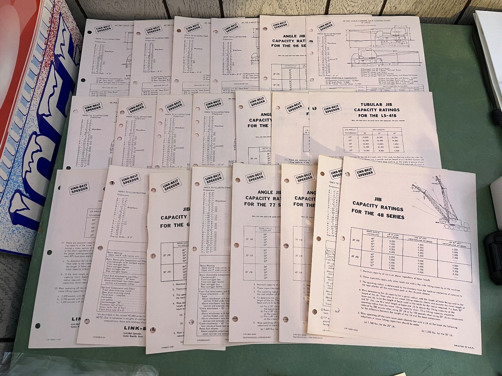 Link Belt Speeder Fly Sheet & Rating Sheets Lot 56 Pieces