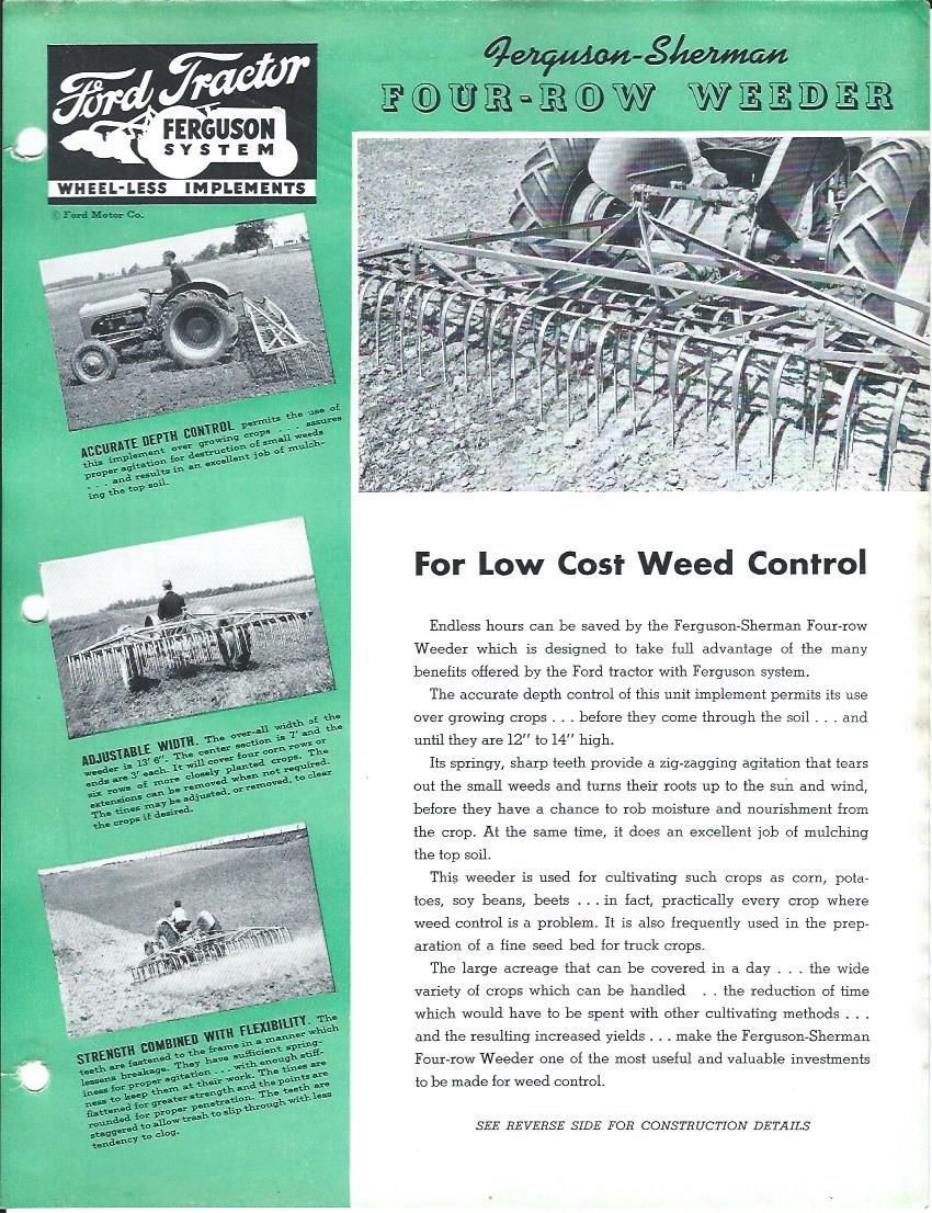 Farm Implement Brochure – Ferguson-Sherman – 4-Row Weeder – 1940 (F3187)