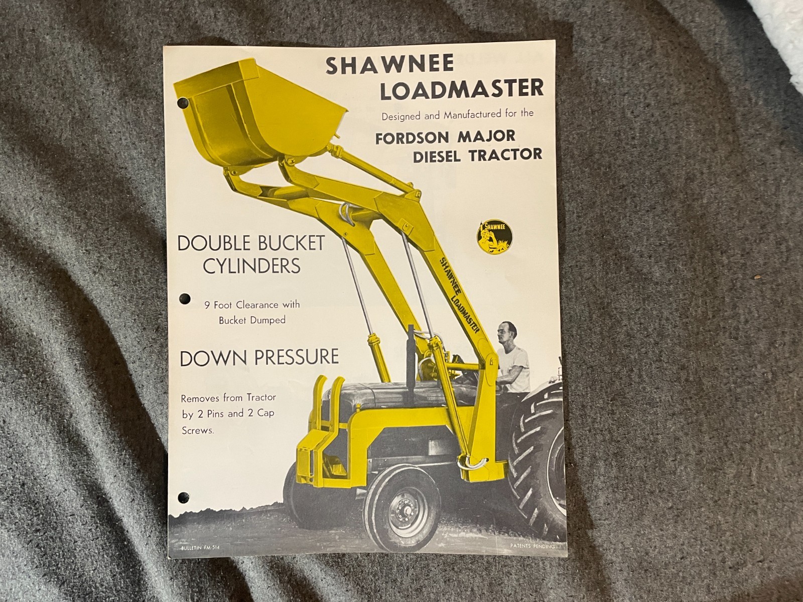 1950&rsquo;s Shawnee Loadmaster Double Bucket Cylinder Tractor Brochure Vintage