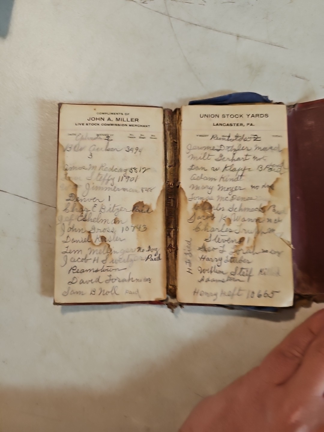 Vintage 1919-20 John A Miller Union Stock Yards Lancaster, PA Notepad