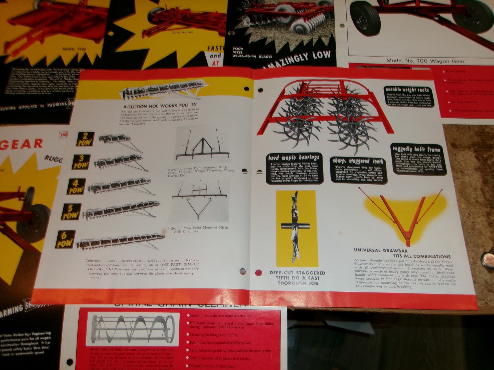 7-lot vintage yetter equipment 1 + 2 page brochures good shape used