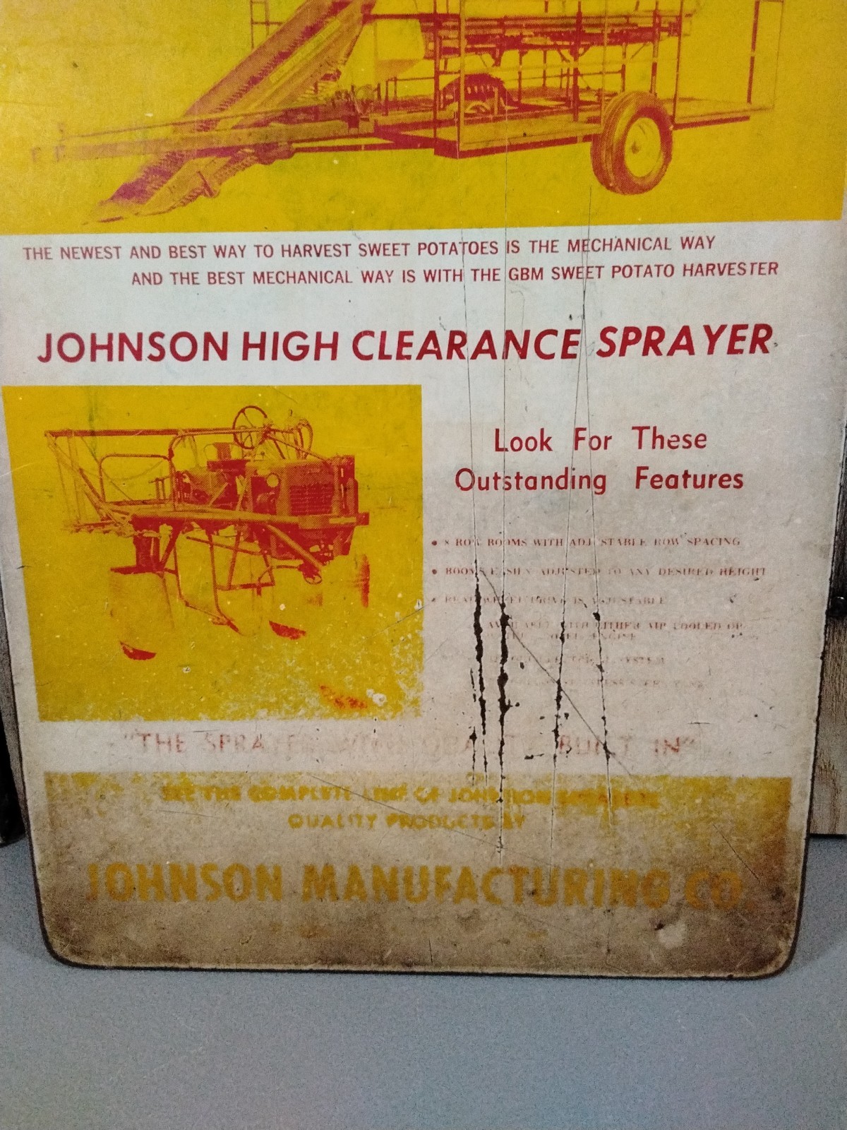 Vintage Johnson Manufacturing Farm Equipment Clipboard 9&Prime;X15&Prime;