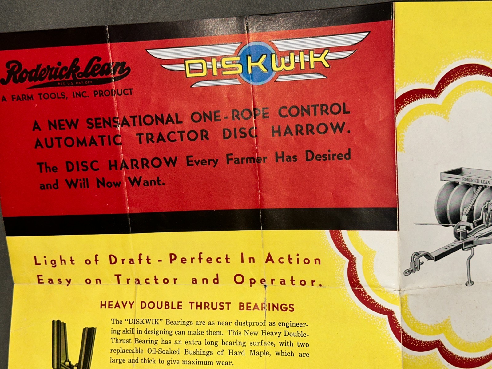 Vintage Roderick Lean Disc Harrow Sales Brochure Pamphlet