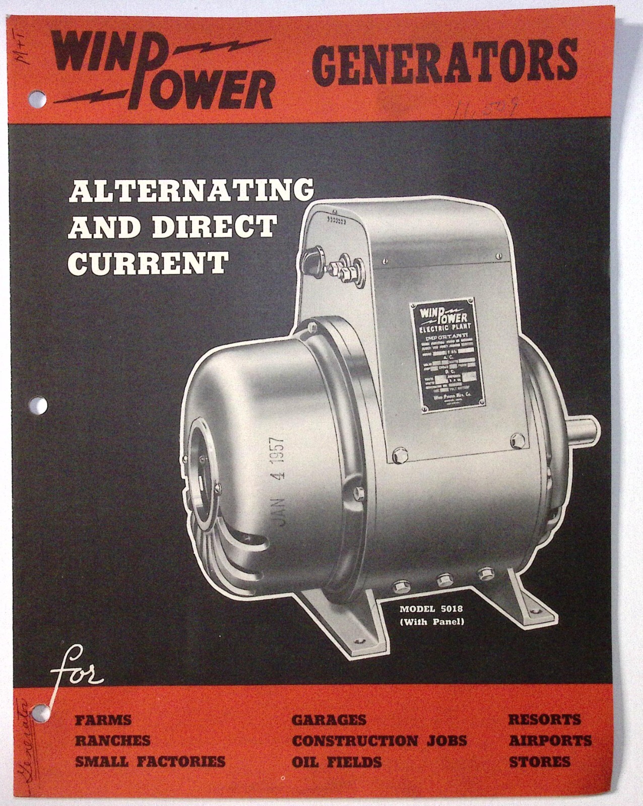 1950 WinPower Alternating & Direct Current Generators Brochure & Price List