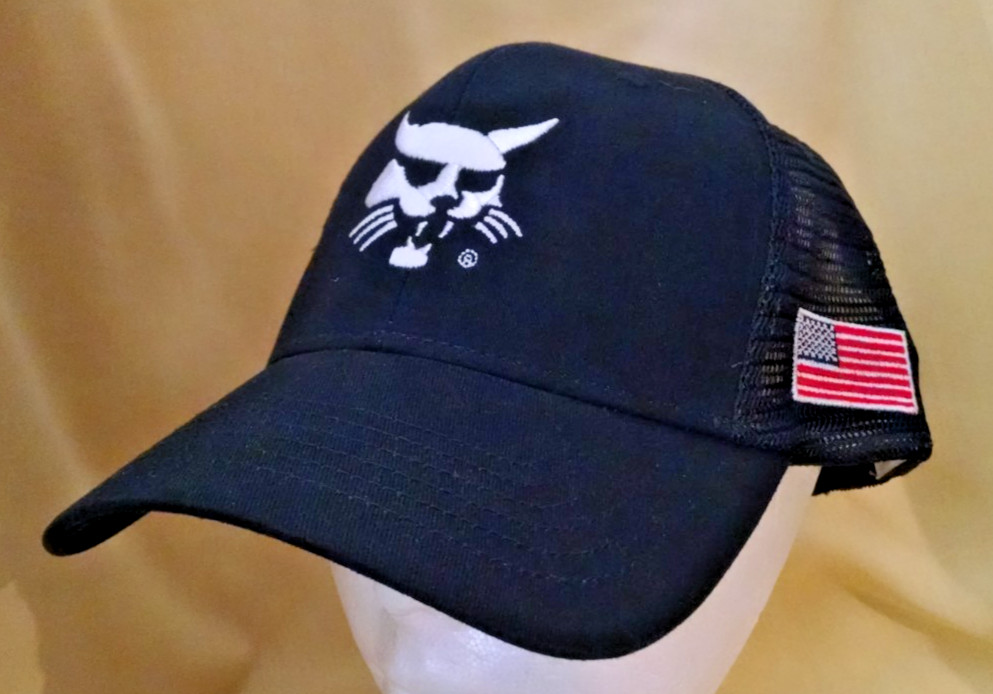 Bobcat Hat Baseball Ball Cap New Navy Blue Mesh White Logo Flag Cloth Strap Adj