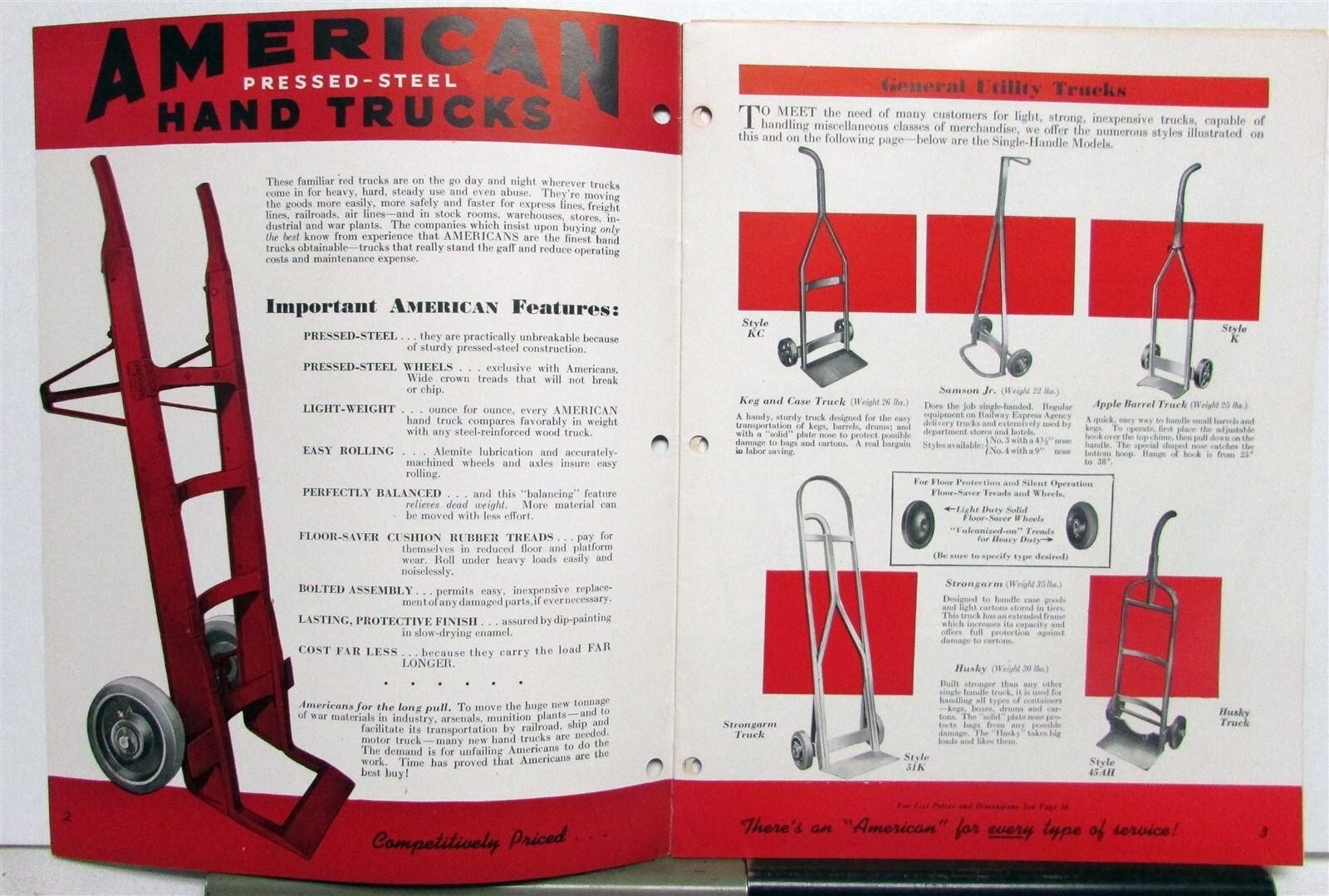 1945 American Truck Pressed Steel Industrial Truck Wheels Pricing Codes Brochure