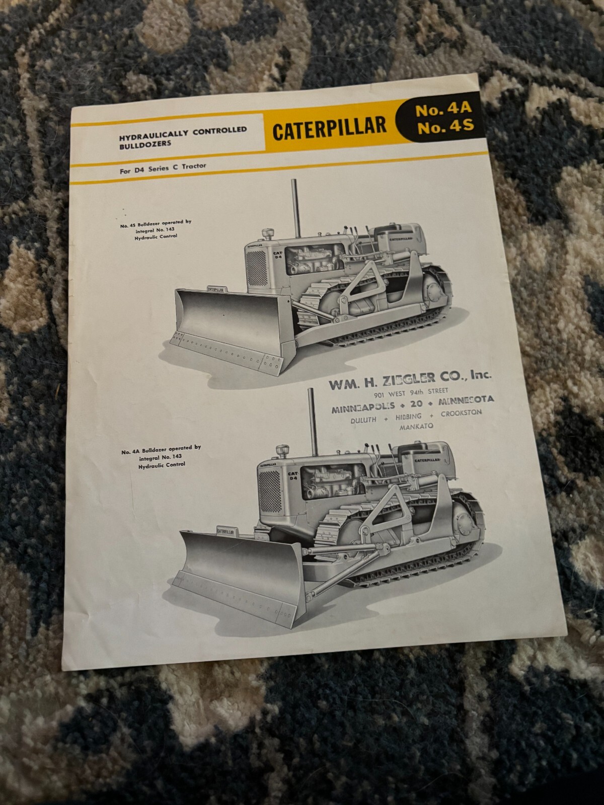 Caterpillar CAT No. 4A 4S Hydraulically Controlled Bulldozers Brochure FCCA24