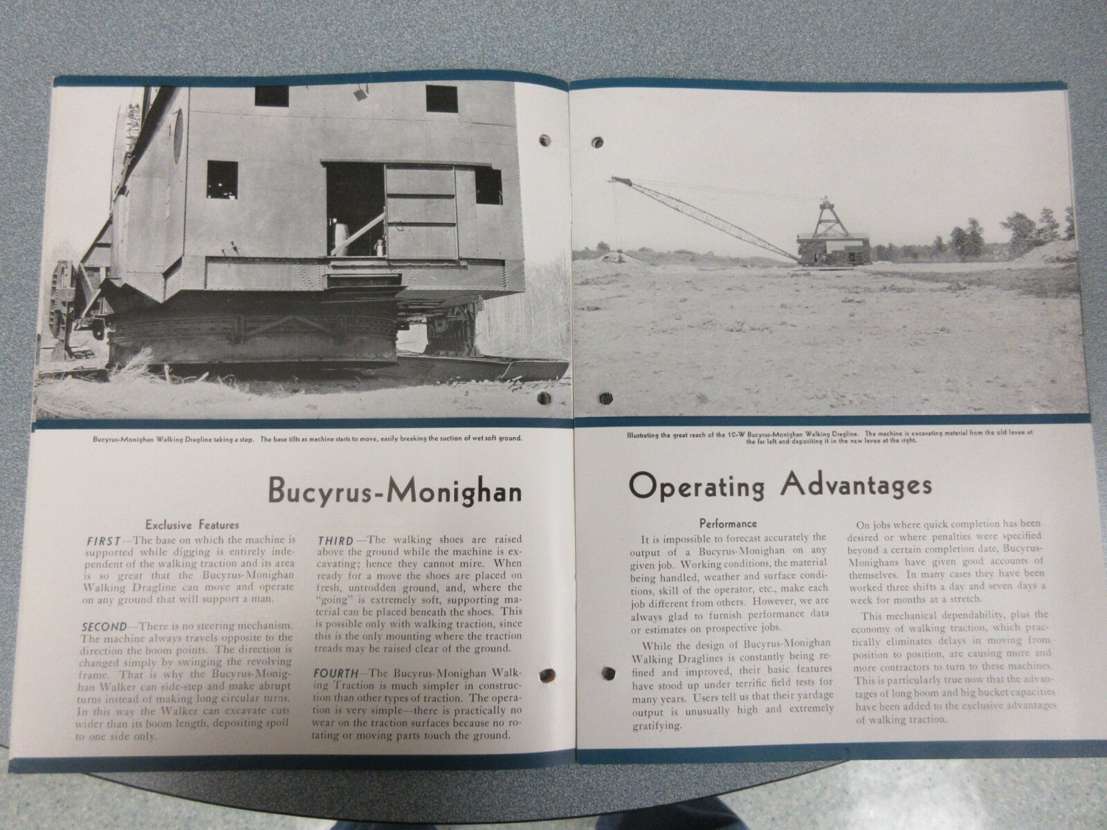RARE 1931 Bucyrus Monighan 4-W & 6-W Walking Dragline Sales Brochure 20 Page