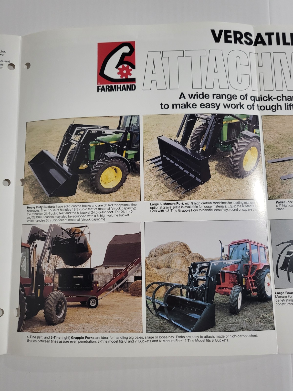 Vintage 1993? Farmhand Loader BROCHURE Models XL 1340 1140 940 740 Excelsior MN.