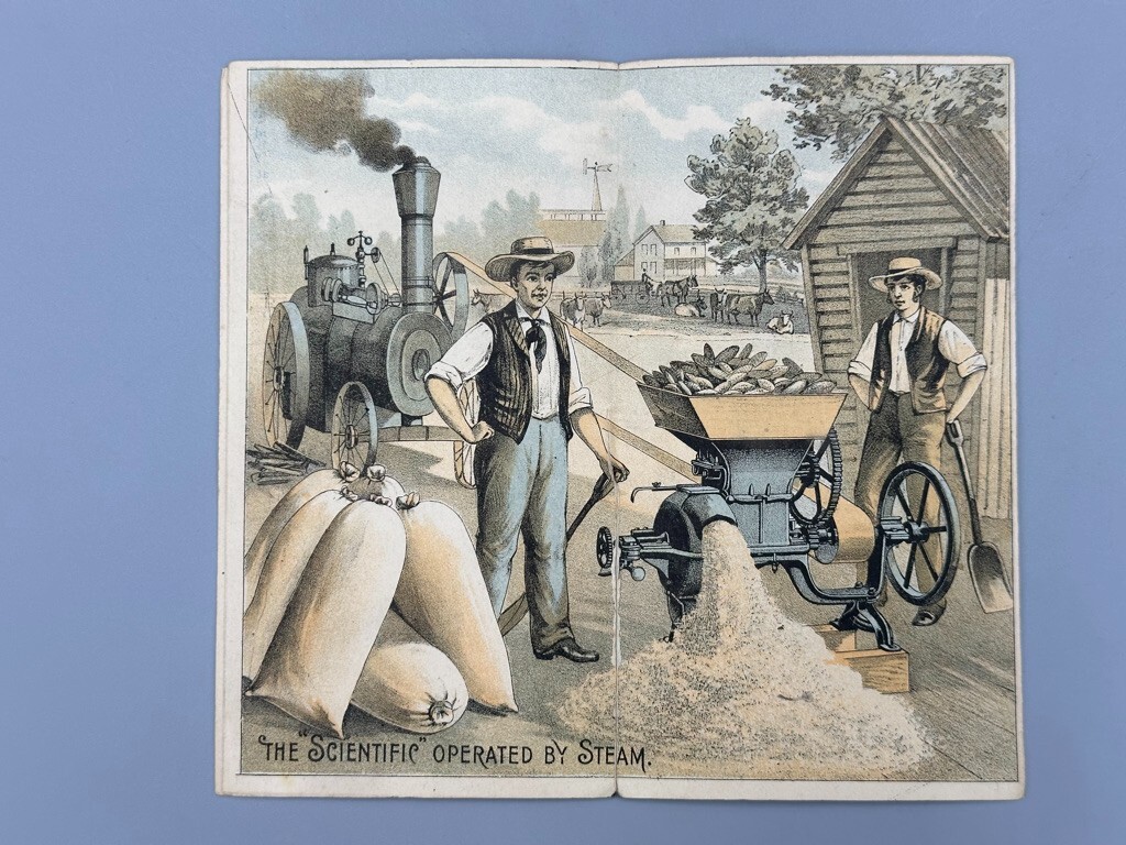 1880s FOOS Mfg SCIENTIFIC MILL Farm Folding Advertise Trade Card SPRINGFIELD OH