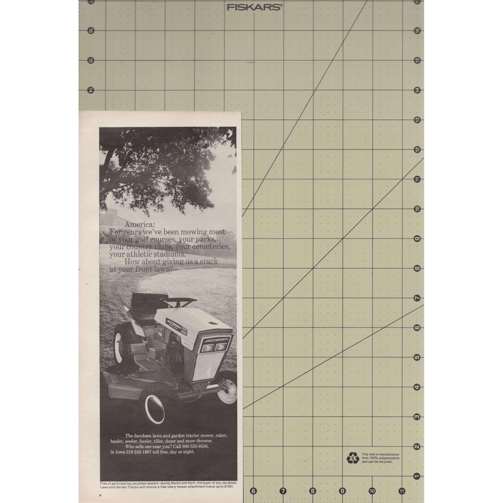 Jacobsen Lawn Garden Tractor Mower Outdoor Equipment Vintage Print Ad 1970
